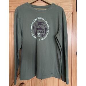 Life is Good Men’s Crusher T-Shirt Large Green Long Sleeve Funny Dad Tools Shirt